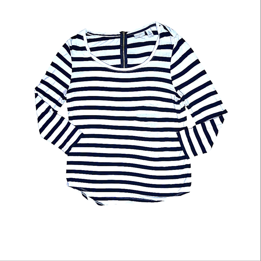 Chico's size 1 striped 1/4th sleeve shirt